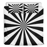 Black And White Radial Rays Print Duvet Cover Bedding Set