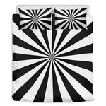 Black And White Radial Rays Print Duvet Cover Bedding Set