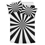 Black And White Radial Rays Print Duvet Cover Bedding Set