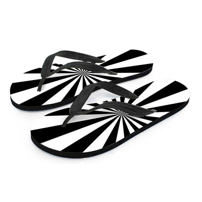 Black And White Radial Rays Print Flip Flops