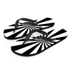 Black And White Radial Rays Print Flip Flops