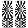 Black And White Radial Rays Print Front and Back Car Floor Mats
