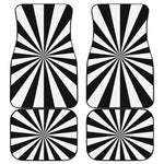 Black And White Radial Rays Print Front and Back Car Floor Mats