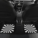 Black And White Radial Rays Print Front and Back Car Floor Mats