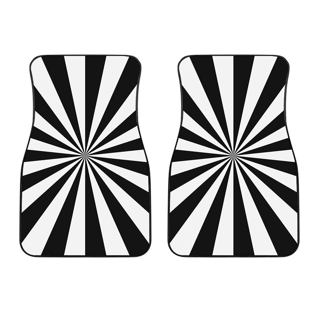 Black And White Radial Rays Print Front Car Floor Mats