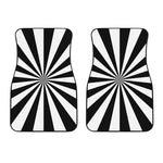 Black And White Radial Rays Print Front Car Floor Mats
