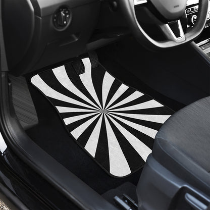 Black And White Radial Rays Print Front Car Floor Mats