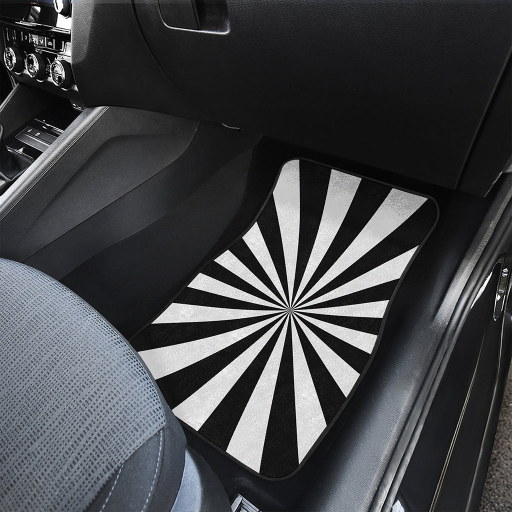 Black And White Radial Rays Print Front Car Floor Mats