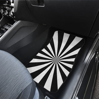 Black And White Radial Rays Print Front Car Floor Mats