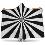 Black And White Radial Rays Print Hooded Blanket