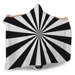 Black And White Radial Rays Print Hooded Blanket
