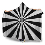 Black And White Radial Rays Print Hooded Blanket