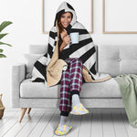 Black And White Radial Rays Print Hooded Blanket