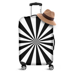 Black And White Radial Rays Print Luggage Cover