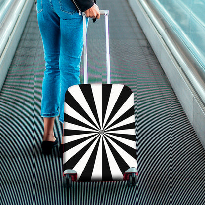 Black And White Radial Rays Print Luggage Cover