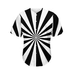 Black And White Radial Rays Print Men's Baseball Jersey