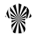 Black And White Radial Rays Print Men's Baseball Jersey