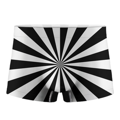 Black And White Radial Rays Print Men's Boxer Briefs