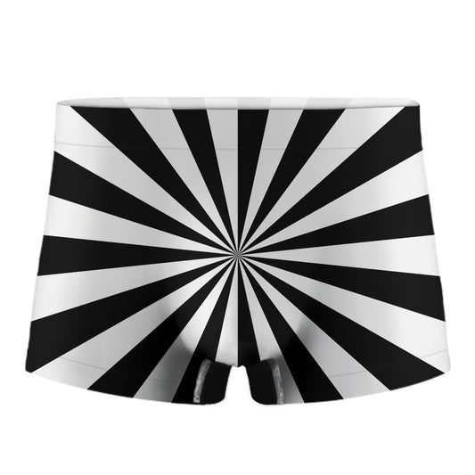 Black And White Radial Rays Print Men's Boxer Briefs