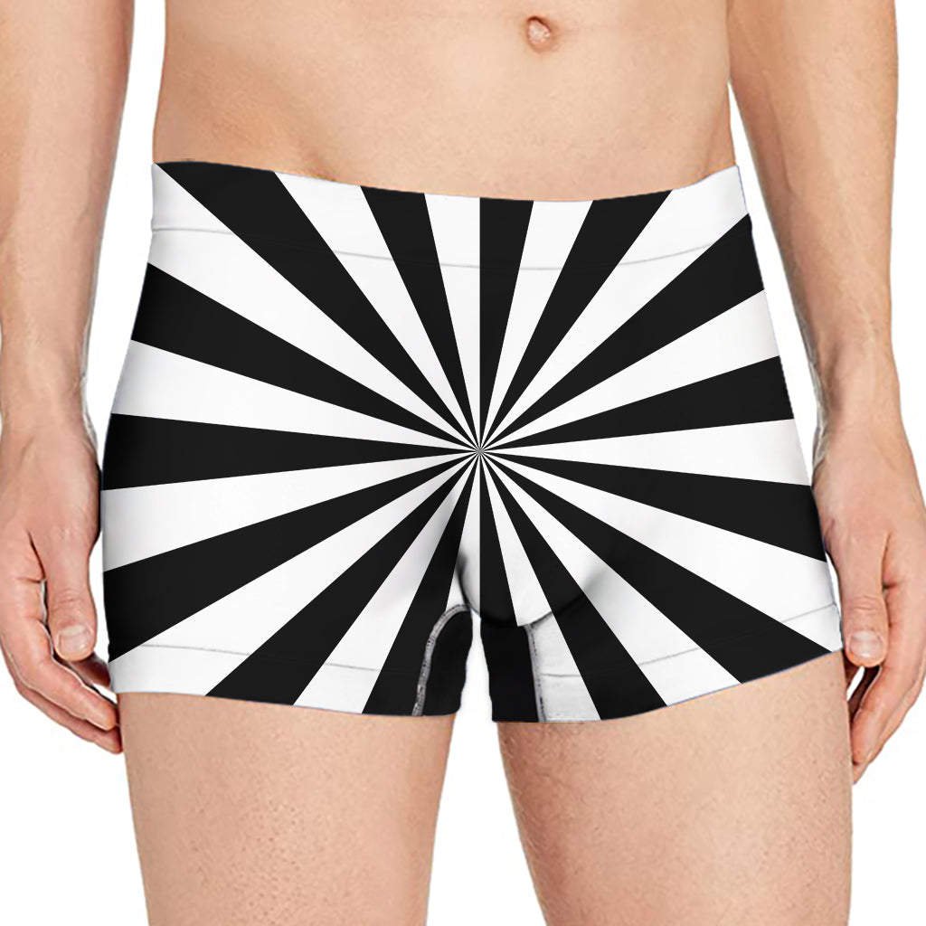 Black And White Radial Rays Print Men's Boxer Briefs