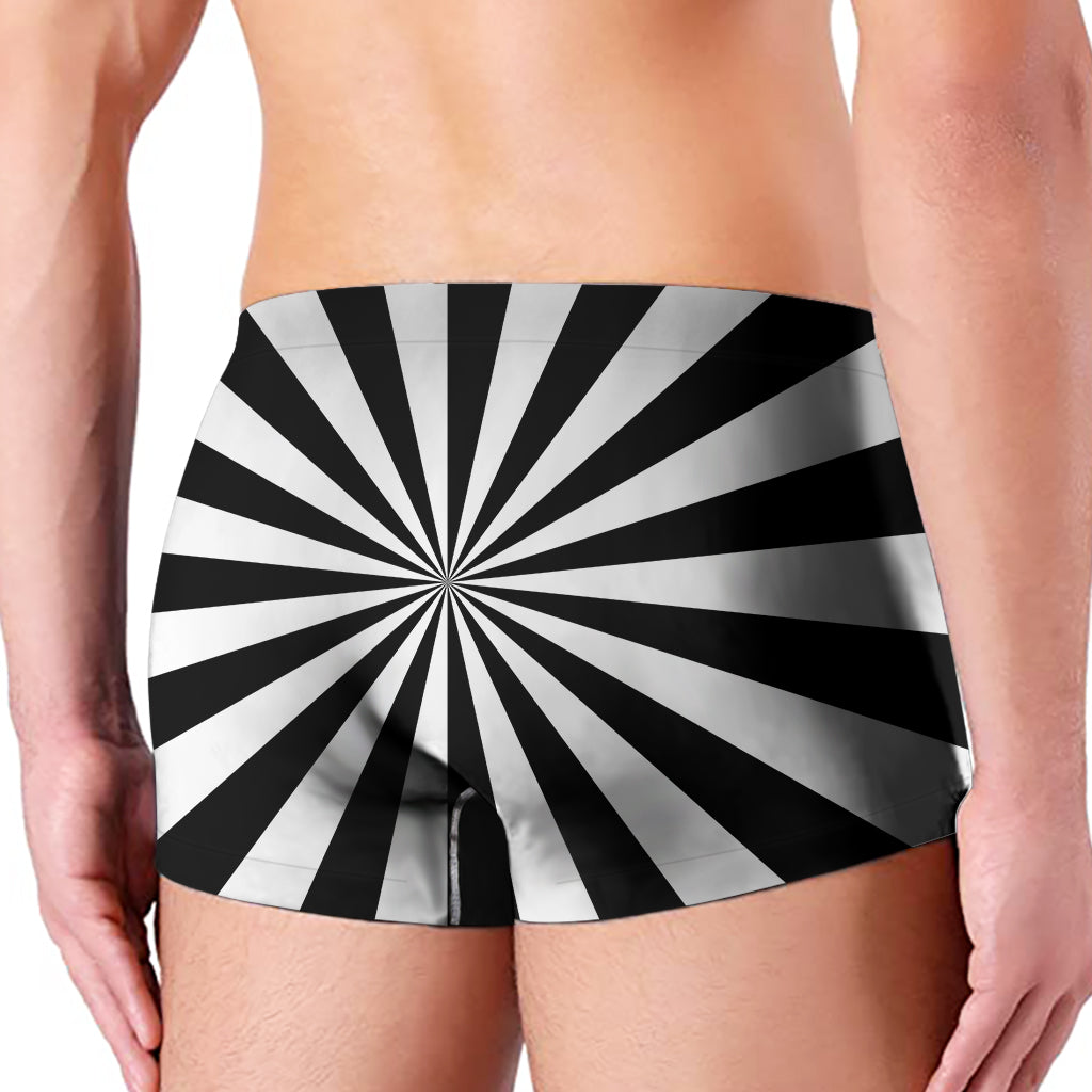 Black And White Radial Rays Print Men's Boxer Briefs