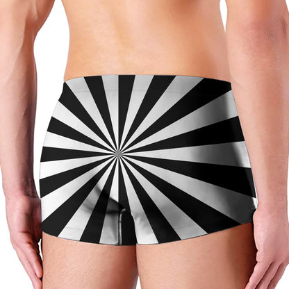 Black And White Radial Rays Print Men's Boxer Briefs