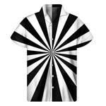 Black And White Radial Rays Print Men's Short Sleeve Shirt