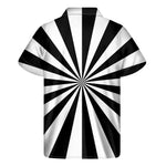 Black And White Radial Rays Print Men's Short Sleeve Shirt