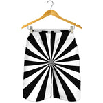 Black And White Radial Rays Print Men's Shorts