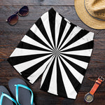 Black And White Radial Rays Print Men's Shorts