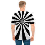 Black And White Radial Rays Print Men's T-Shirt