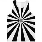 Black And White Radial Rays Print Men's Tank Top