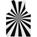 Black And White Radial Rays Print Men's Tank Top