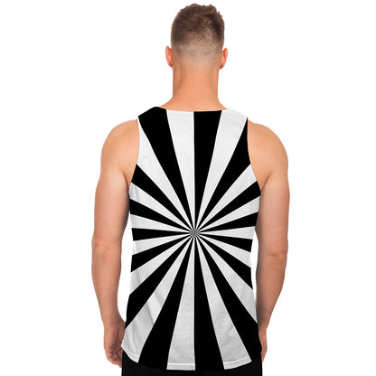 Black And White Radial Rays Print Men's Tank Top