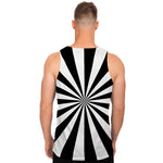 Black And White Radial Rays Print Men's Tank Top