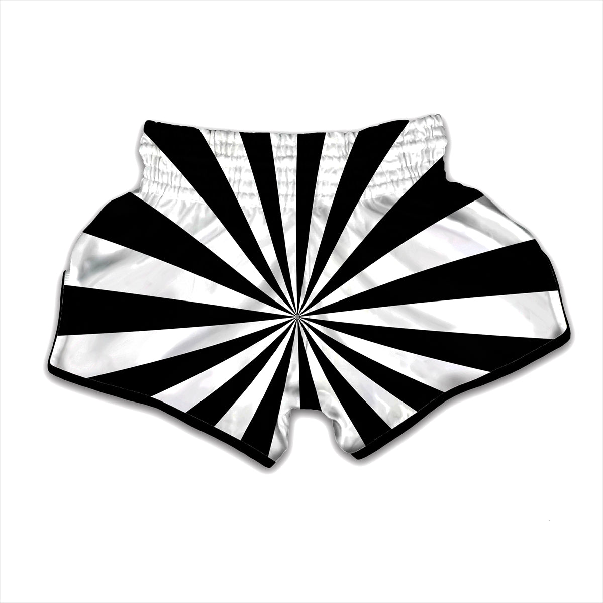 Black And White Radial Rays Print Muay Thai Boxing Shorts