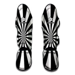 Black And White Radial Rays Print Muay Thai Shin Guard