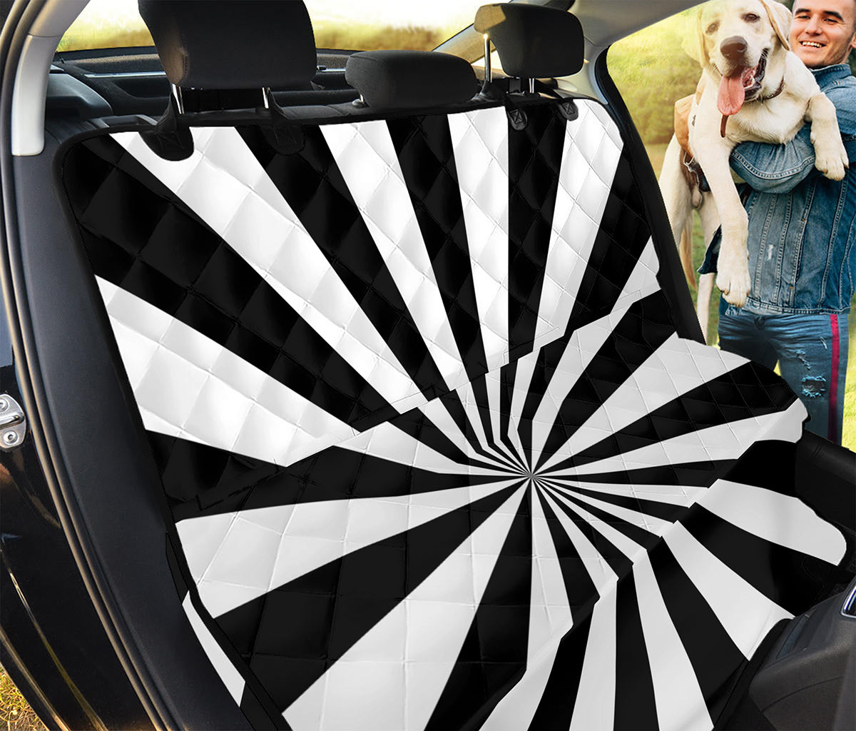 Black And White Radial Rays Print Pet Car Back Seat Cover