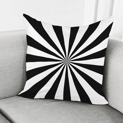 Black And White Radial Rays Print Pillow Cover