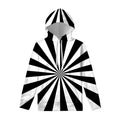 Black And White Radial Rays Print Pullover Hoodie