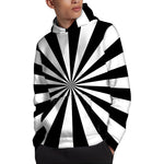 Black And White Radial Rays Print Pullover Hoodie