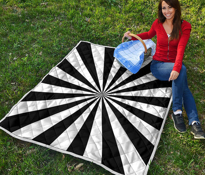 Black And White Radial Rays Print Quilt