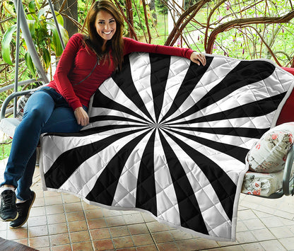 Black And White Radial Rays Print Quilt