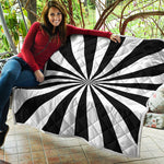 Black And White Radial Rays Print Quilt