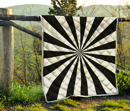 Black And White Radial Rays Print Quilt