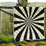 Black And White Radial Rays Print Quilt