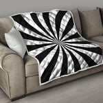 Black And White Radial Rays Print Quilt