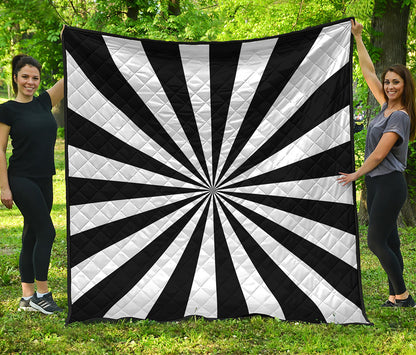 Black And White Radial Rays Print Quilt