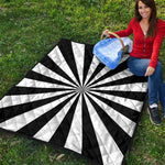 Black And White Radial Rays Print Quilt