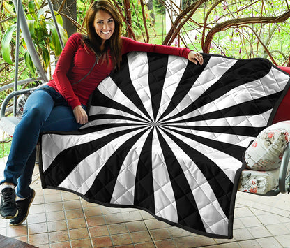 Black And White Radial Rays Print Quilt